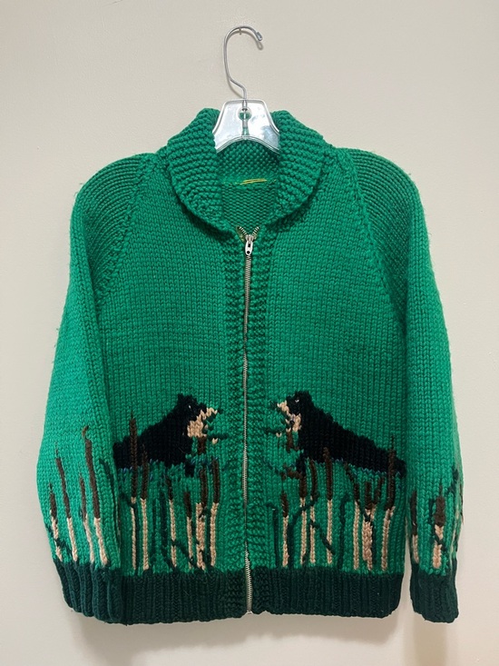 Sweaters - VTG 70s Hand Knit Cowichan Sweater Pheasant Duck Heavyweight - M - Green